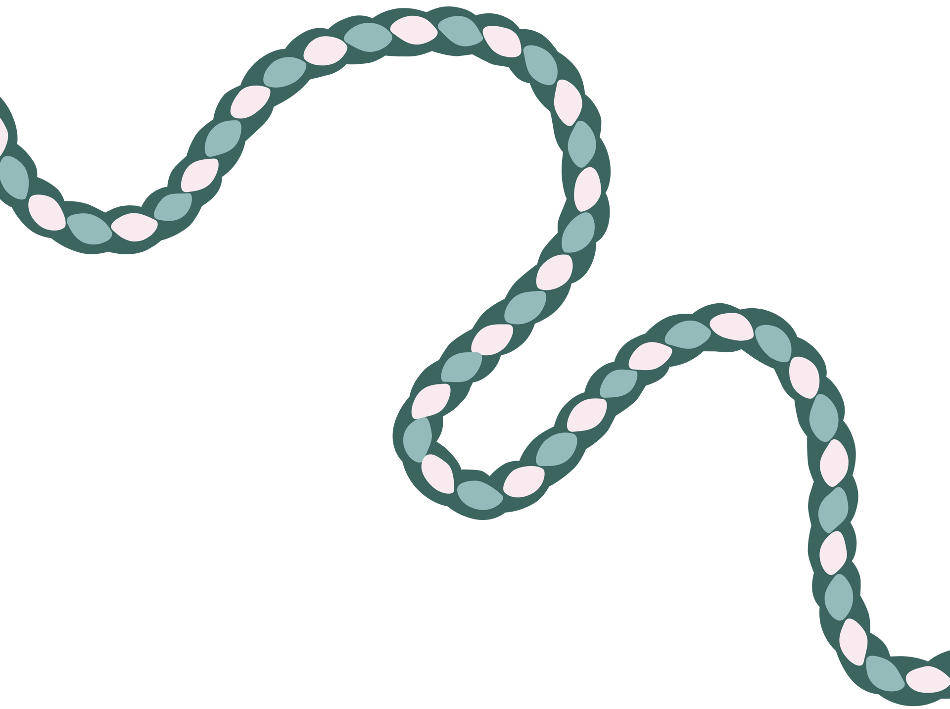 Grön fyrfläta i kurva.