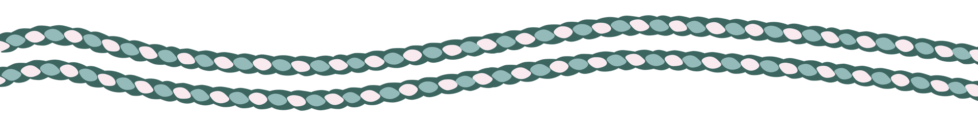 Två gröna flätade band